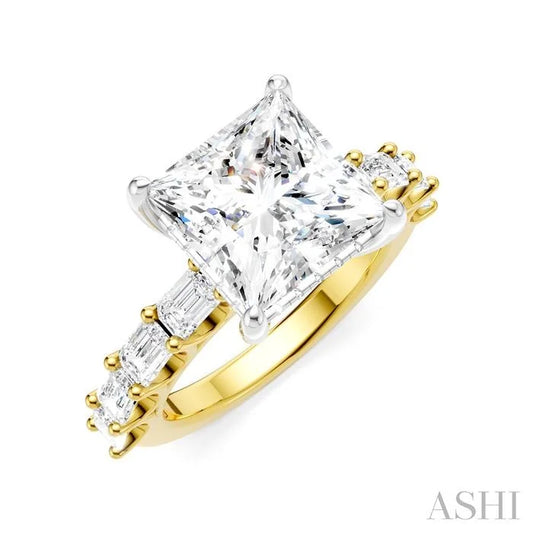 Princess Shape Semi-Mount Diamond Engagement Ring