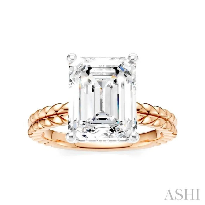 Emerald Shape Semi-Mount Diamond Engagement Ring