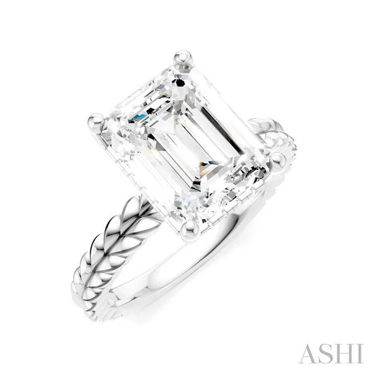Emerald Shape Semi-Mount Diamond Engagement Ring