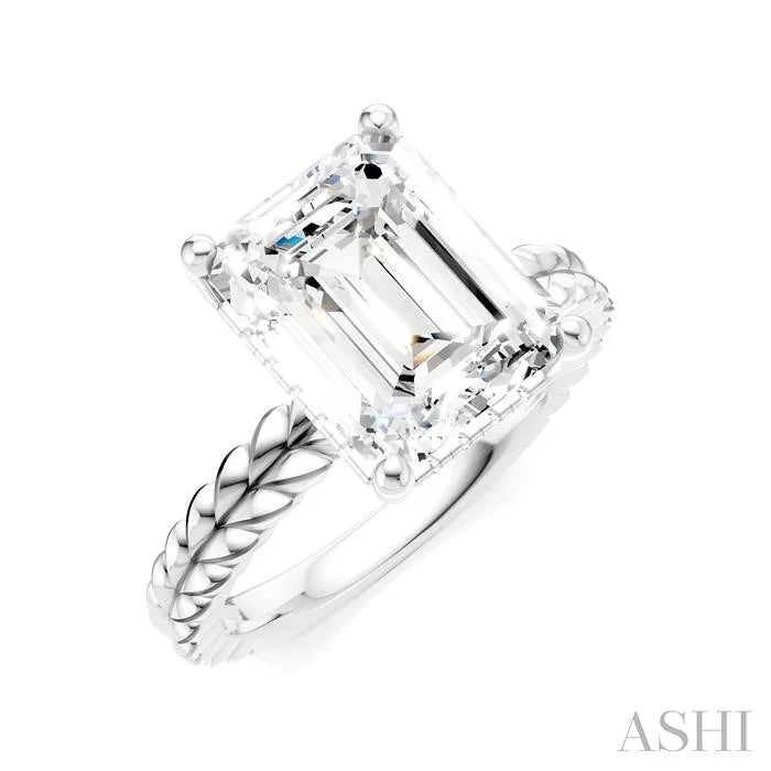 Emerald Shape Semi-Mount Diamond Engagement Ring