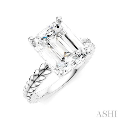 Emerald Shape Semi-Mount Diamond Engagement Ring