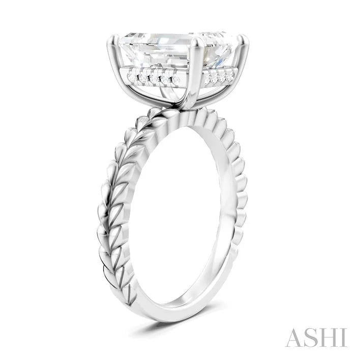 Emerald Shape Semi-Mount Diamond Engagement Ring