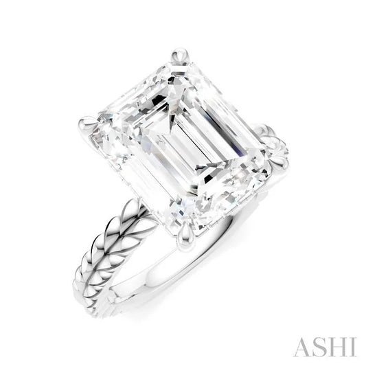 Emerald Shape Semi-Mount Diamond Engagement Ring