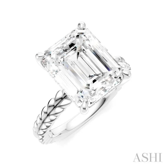 Emerald Shape Semi-Mount Diamond Engagement Ring