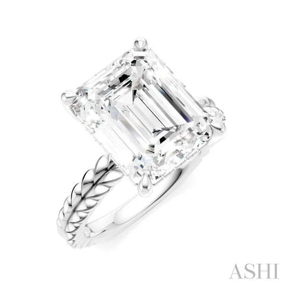 Emerald Shape Semi-Mount Diamond Engagement Ring