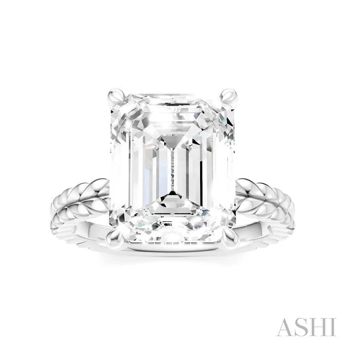 Emerald Shape Semi-Mount Diamond Engagement Ring