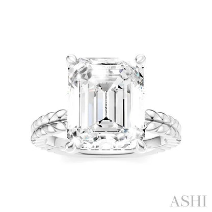 Emerald Shape Semi-Mount Diamond Engagement Ring