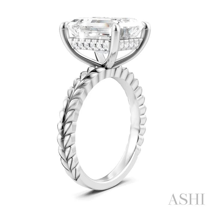 Emerald Shape Semi-Mount Diamond Engagement Ring