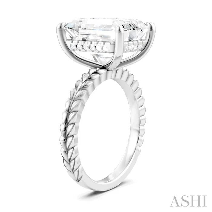 Emerald Shape Semi-Mount Diamond Engagement Ring
