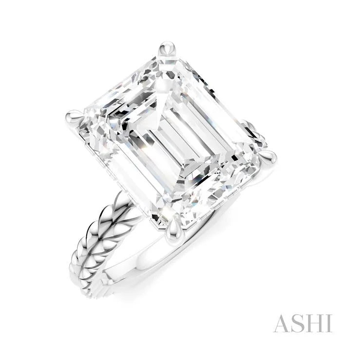 Emerald Shape Semi-Mount Diamond Engagement Ring