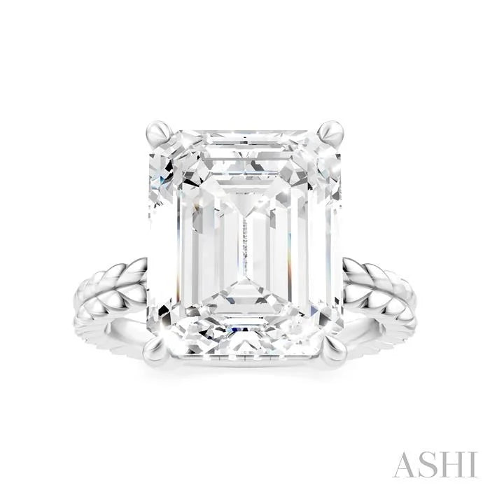 Emerald Shape Semi-Mount Diamond Engagement Ring