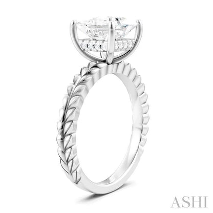 Princess Shape Semi-Mount Diamond Engagement Ring