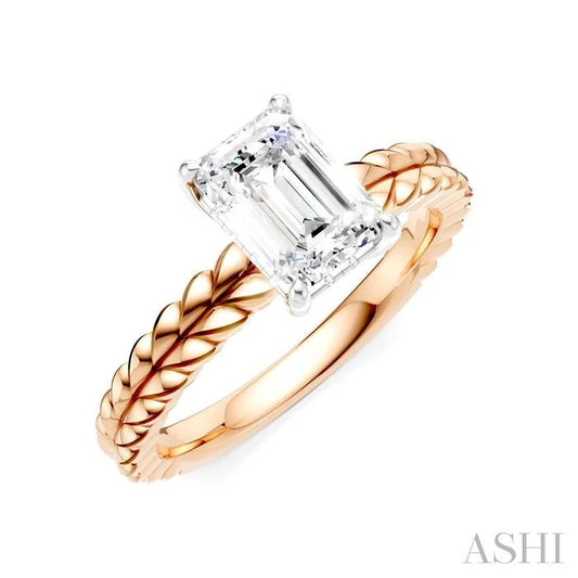 Emerald Shape Semi-Mount Diamond Engagement Ring