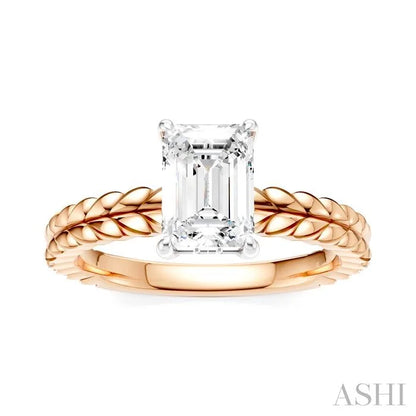 Emerald Shape Semi-Mount Diamond Engagement Ring