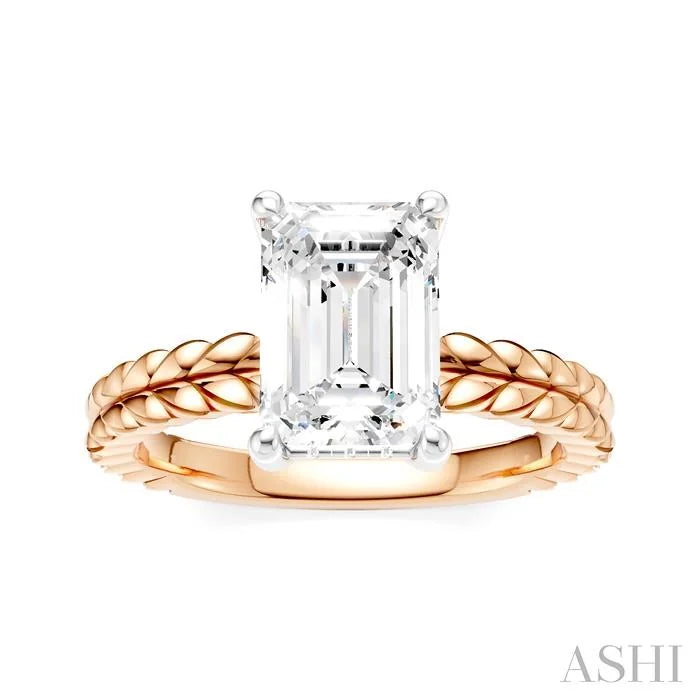 Emerald Shape Semi-Mount Diamond Engagement Ring