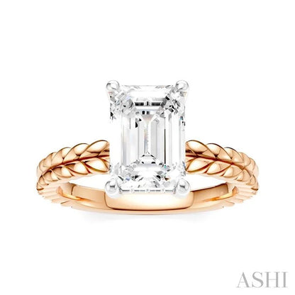 Emerald Shape Semi-Mount Diamond Engagement Ring