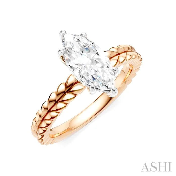 Marquise Shape Semi-Mount Diamond Engagement Ring