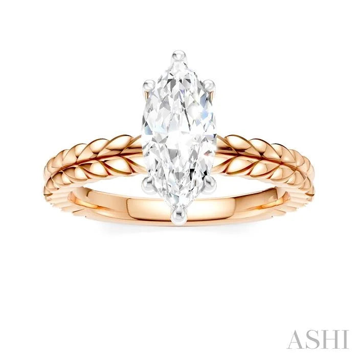 Marquise Shape Semi-Mount Diamond Engagement Ring