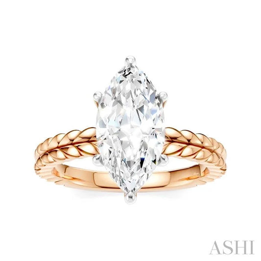 Marquise Shape Semi-Mount Diamond Engagement Ring