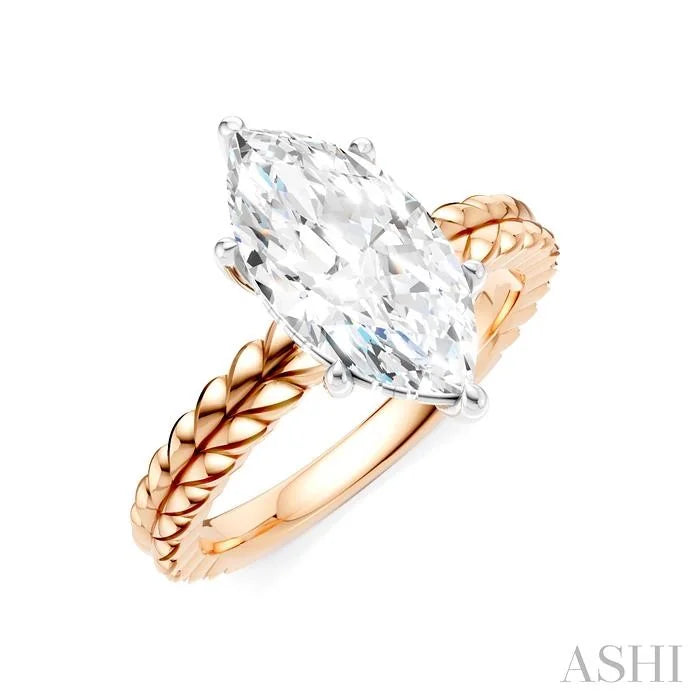 Marquise Shape Semi-Mount Diamond Engagement Ring
