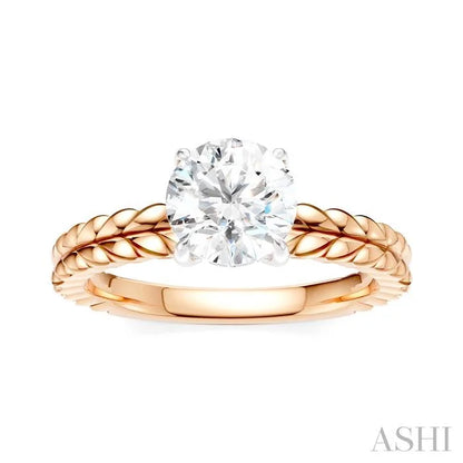 Round Shape Semi-Mount Diamond Engagement Ring