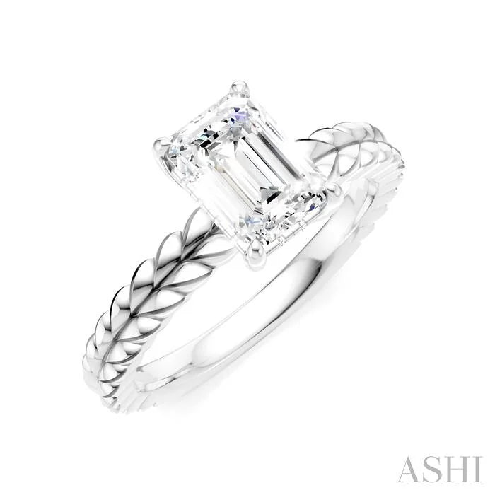 Emerald Shape Semi-Mount Diamond Engagement Ring