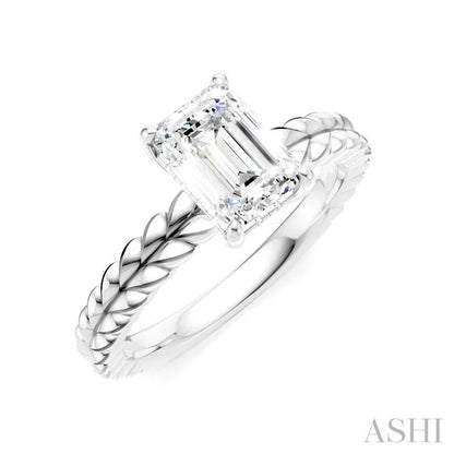 Emerald Shape Semi-Mount Diamond Engagement Ring