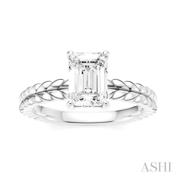 Emerald Shape Semi-Mount Diamond Engagement Ring