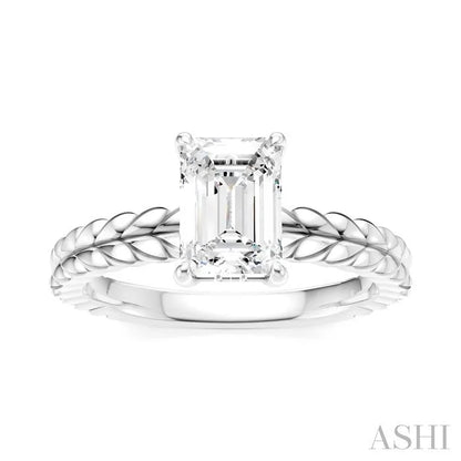 Emerald Shape Semi-Mount Diamond Engagement Ring