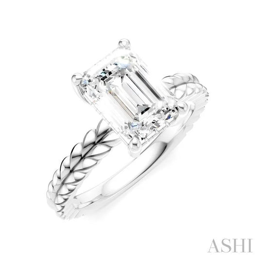 Emerald Shape Semi-Mount Diamond Engagement Ring