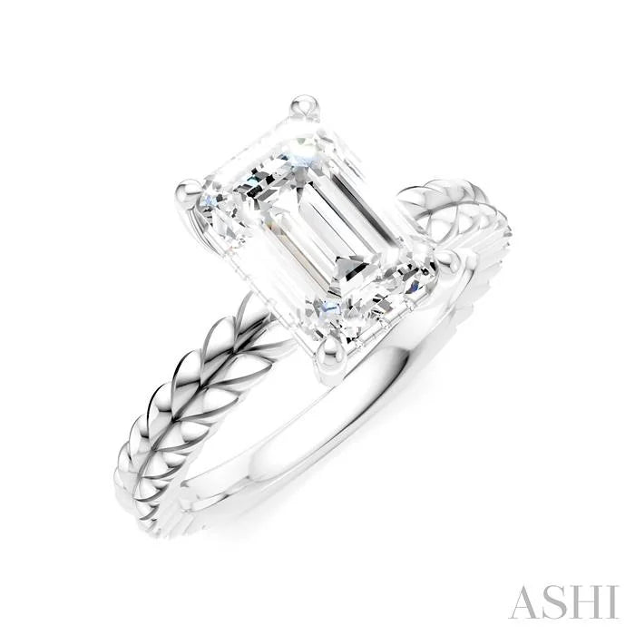 Emerald Shape Semi-Mount Diamond Engagement Ring