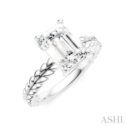 Emerald Shape Semi-Mount Diamond Engagement Ring