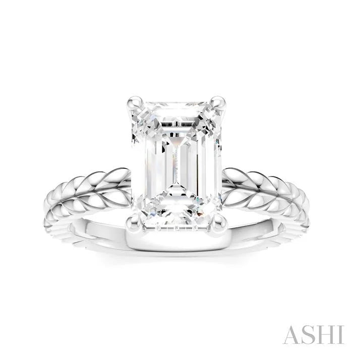 Emerald Shape Semi-Mount Diamond Engagement Ring
