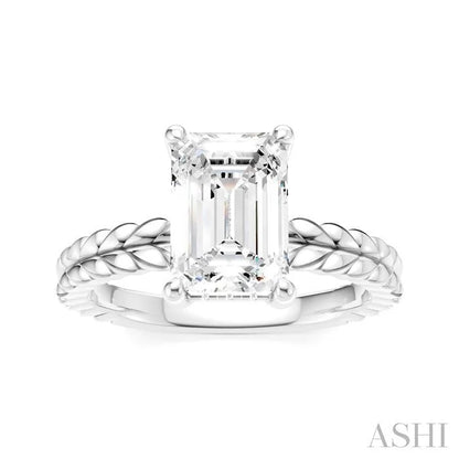 Emerald Shape Semi-Mount Diamond Engagement Ring