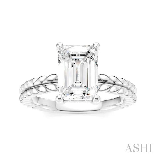Emerald Shape Semi-Mount Diamond Engagement Ring