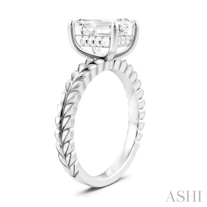 Emerald Shape Semi-Mount Diamond Engagement Ring