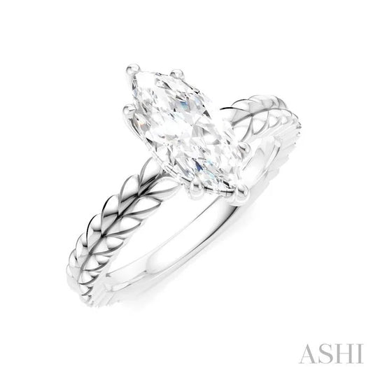 Marquise Shape Semi-Mount Diamond Engagement Ring