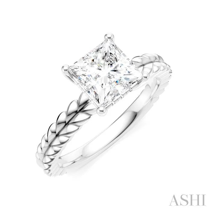 Princess Shape Semi-Mount Diamond Engagement Ring