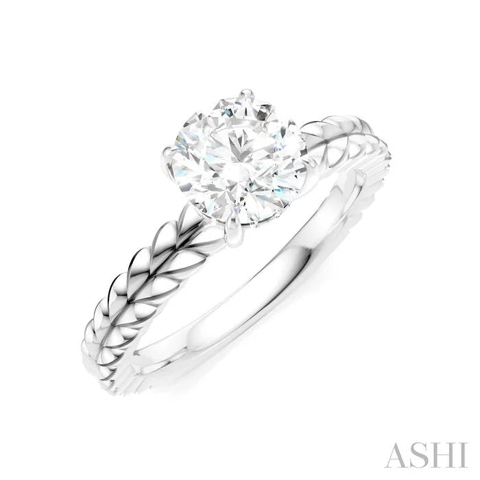 Round Shape Semi-Mount Diamond Engagement Ring