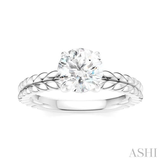 Round Shape Semi-Mount Diamond Engagement Ring