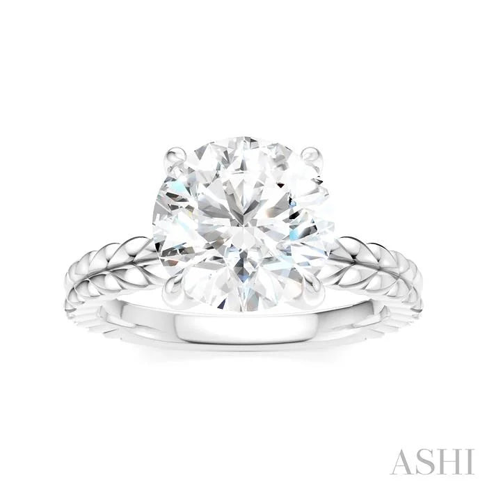 Round Shape Semi-Mount Diamond Engagement Ring