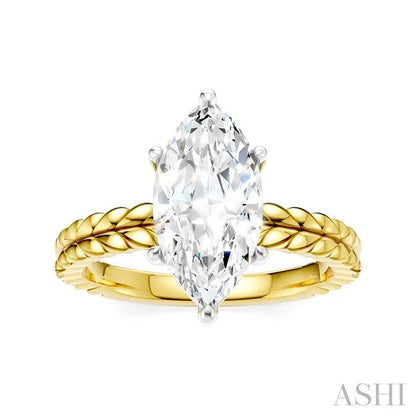 Marquise Shape Semi-Mount Diamond Engagement Ring