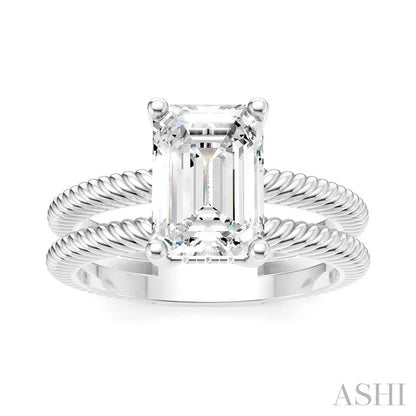 Emerald Shape Semi-Mount Diamond Engagement Ring