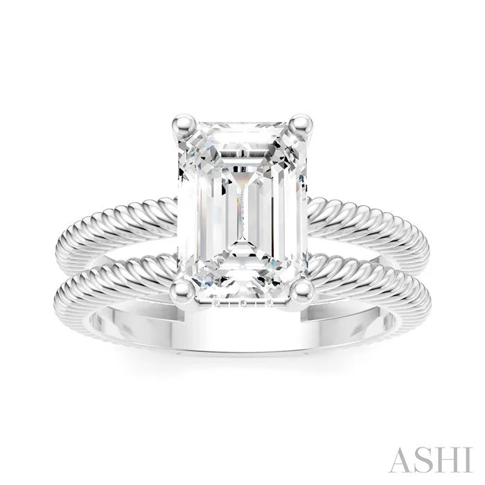 Emerald Shape Semi-Mount Diamond Engagement Ring