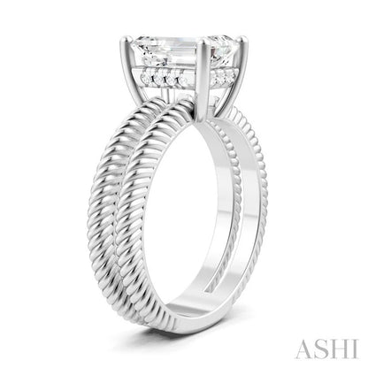 Emerald Shape Semi-Mount Diamond Engagement Ring