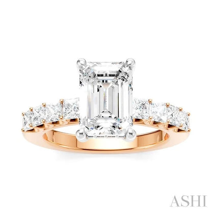 Emerald Shape Semi-Mount Diamond Engagement Ring