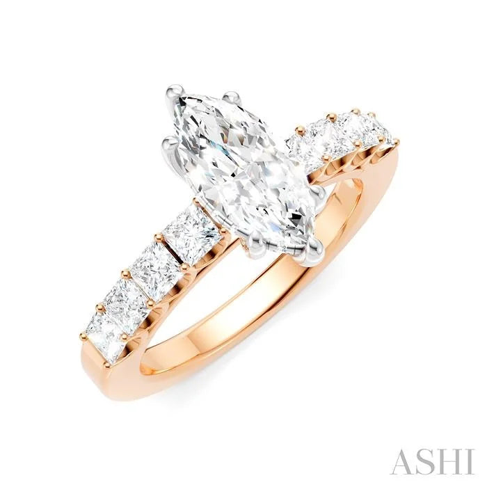 Marquise Shape Semi-Mount Diamond Engagement Ring