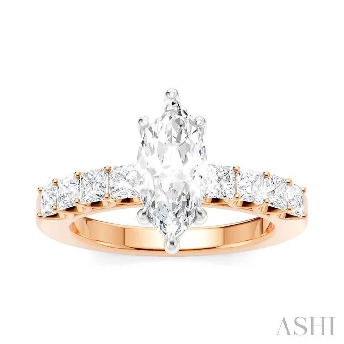 Marquise Shape Semi-Mount Diamond Engagement Ring