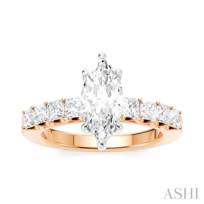 Marquise Shape Semi-Mount Diamond Engagement Ring