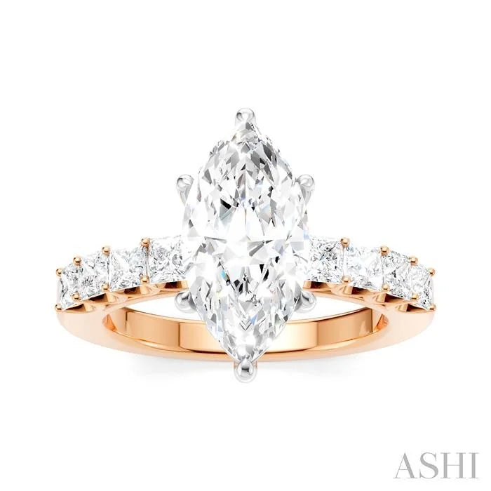 Marquise Shape Semi-Mount Diamond Engagement Ring